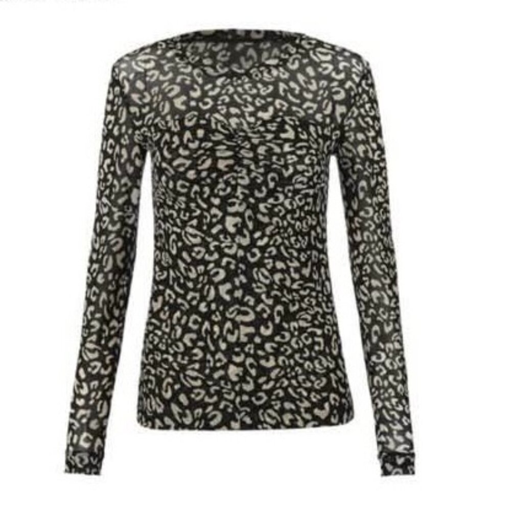 Cabi Sweetheart Top Size XS Style #4163 Fall 2021 Black Ivory Animal Print